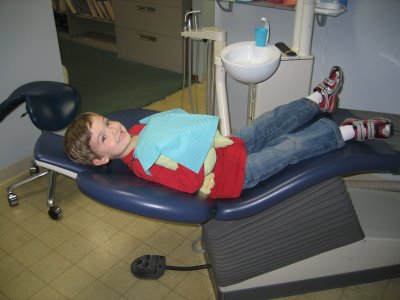 Boy in the dentist chair